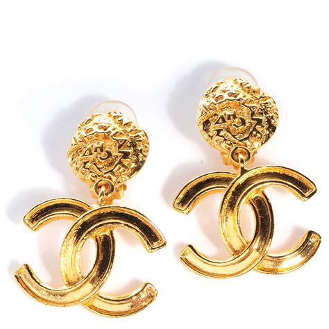 gold chanel cc earrings|genuine Chanel earrings.